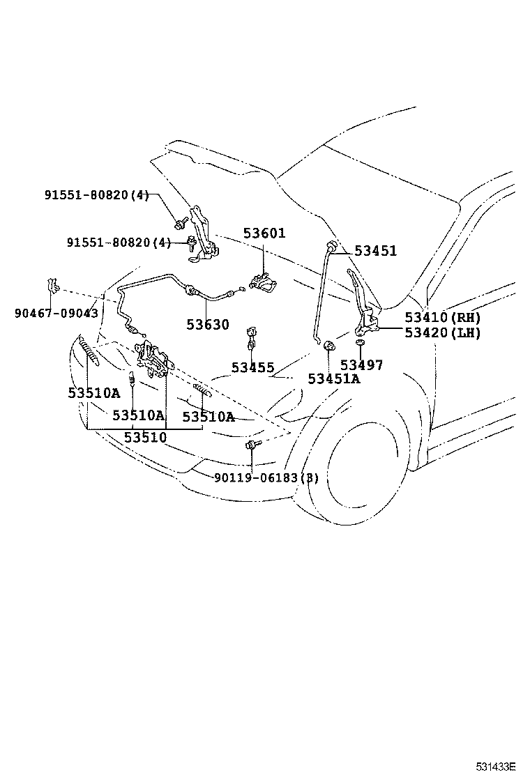53630-0D030 CABLE ASSY, HOOD LOCK CONTROL product image