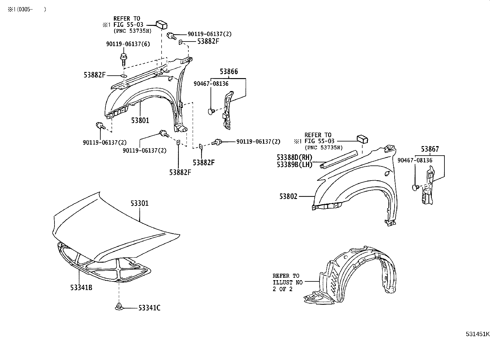 90119-06665 CLIP, FRONT FENDER LINER product image