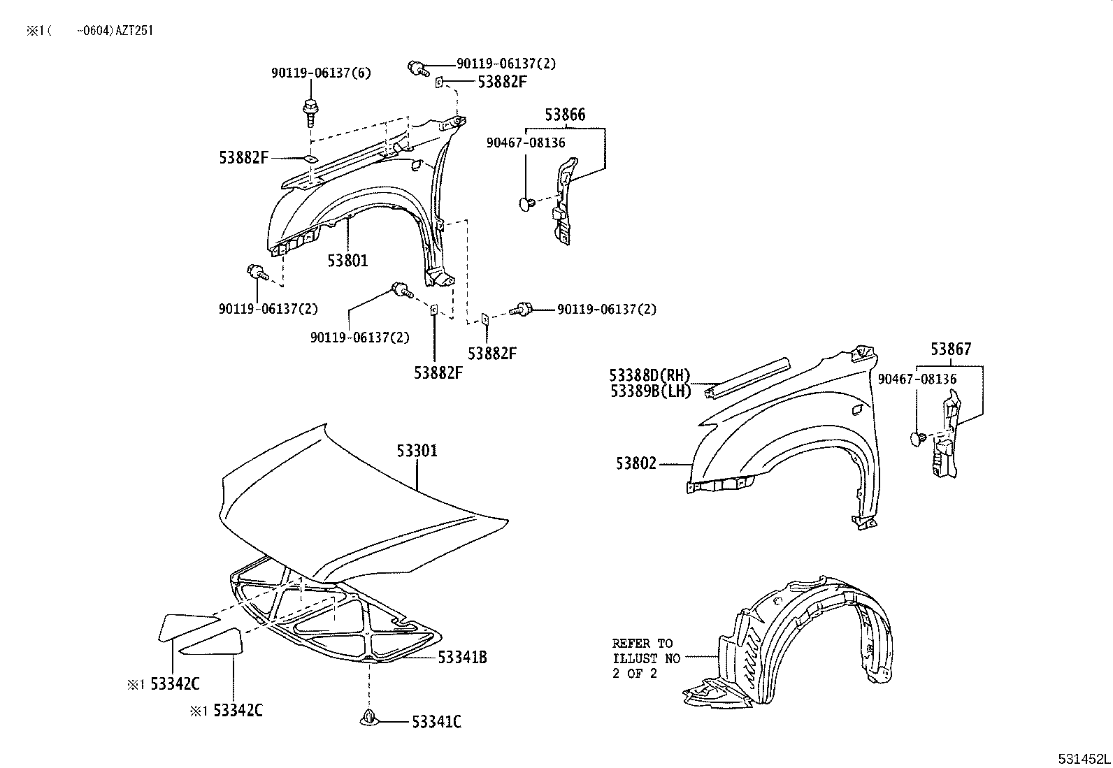 53811-05040 FENDER SUB-ASSY, FRONT RH product image