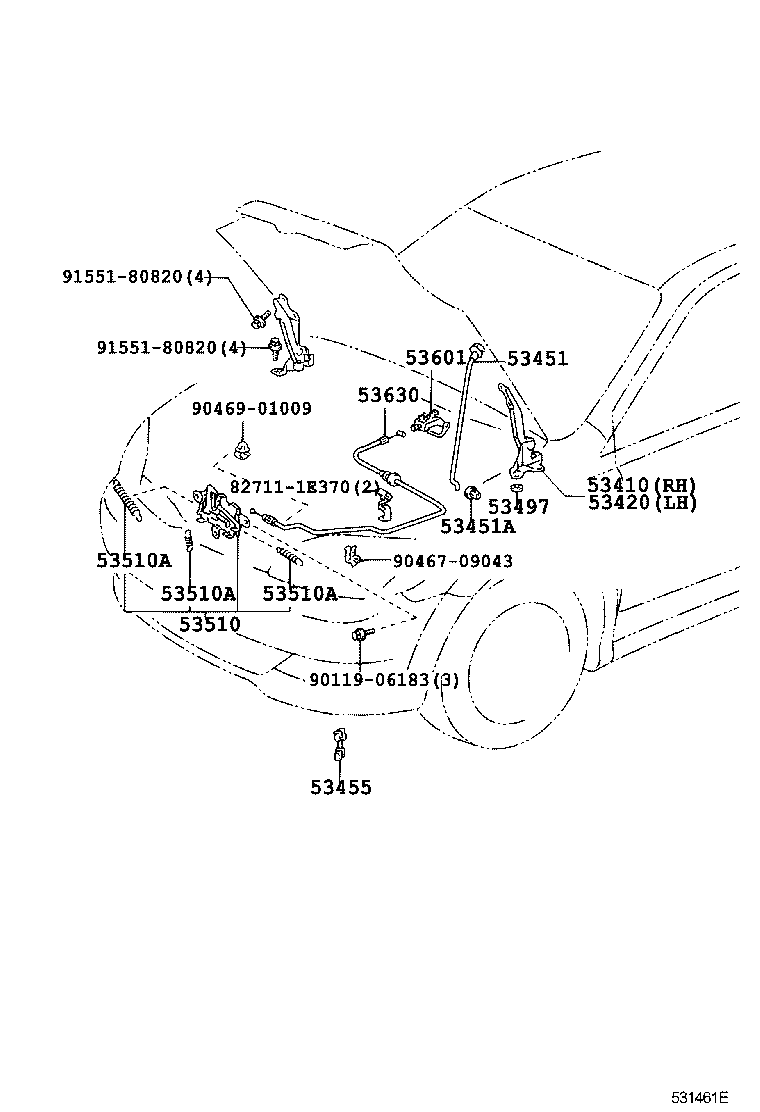 53630-0D030 CABLE ASSY, HOOD LOCK CONTROL product image