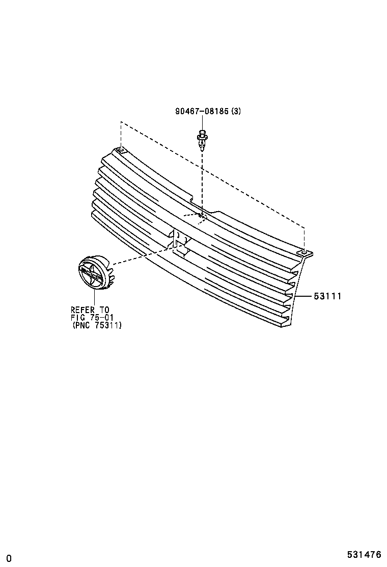 53111-52070-B2 GRILLE, RADIATOR product image