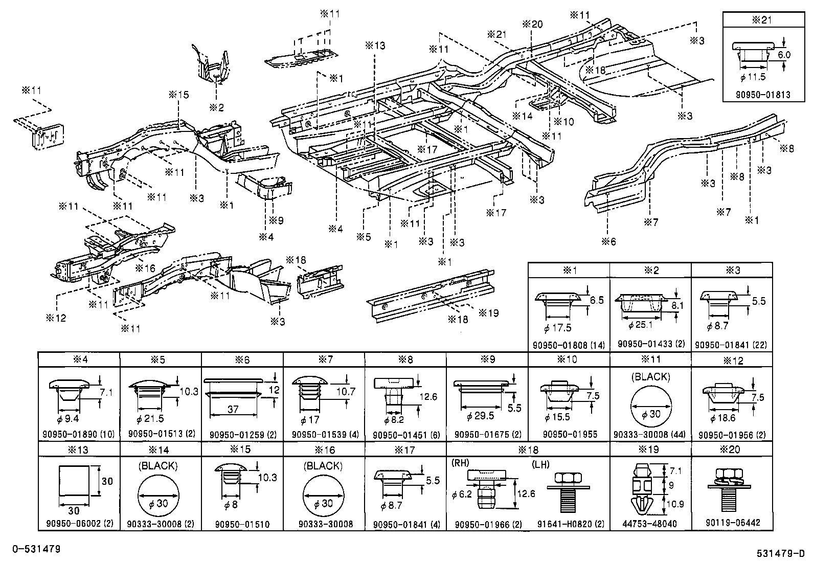 57022-48010 BRACKET SUB-ASSY, BODY MOUNTING, NO.1 LH product image
