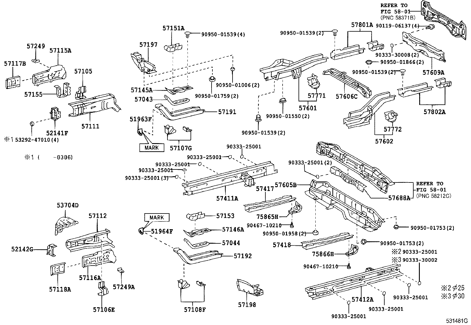 Toyota 57401-52110 MEMBER, FLOOR SIDE, INNER RH