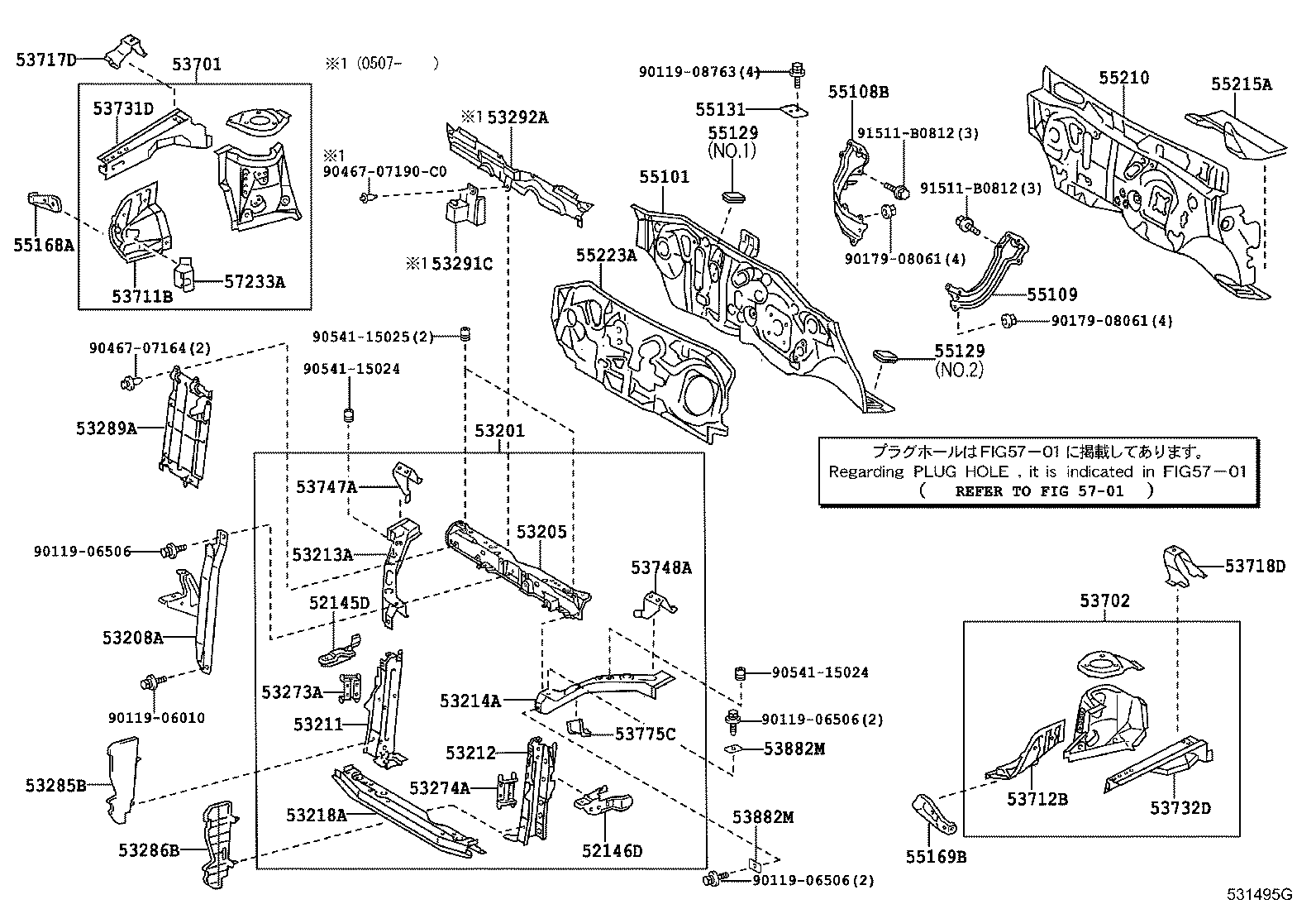 Toyota 53205-52033 SUPPORT SUB-ASSY, RADIATOR, UPPER