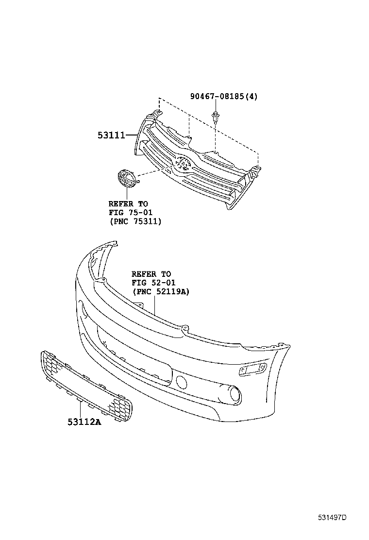 Toyota 53101-52160-B0 GRILLE, RADIATOR