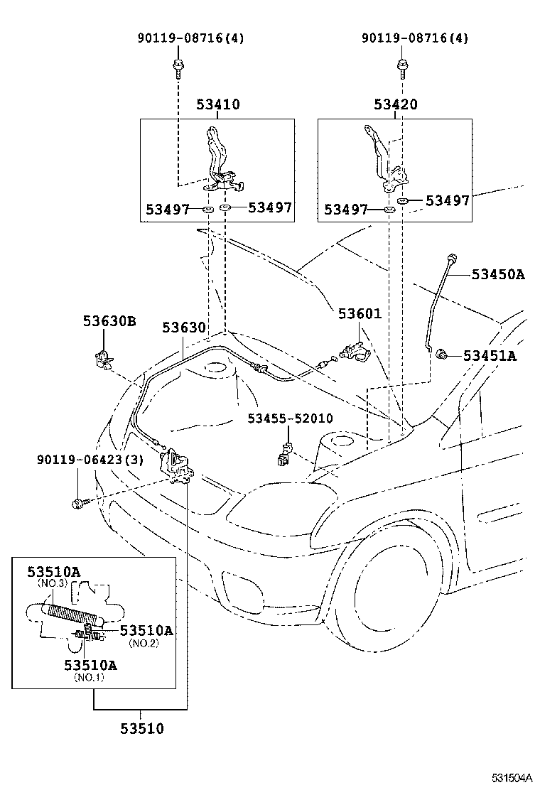 53510-46010 LOCK ASSY, HOOD product image