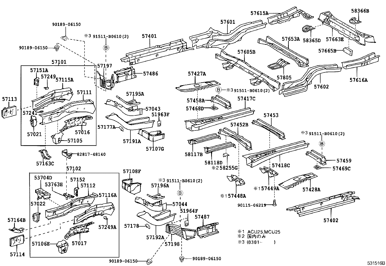 57022-48010 BRACKET SUB-ASSY, BODY MOUNTING, NO.1 LH product image
