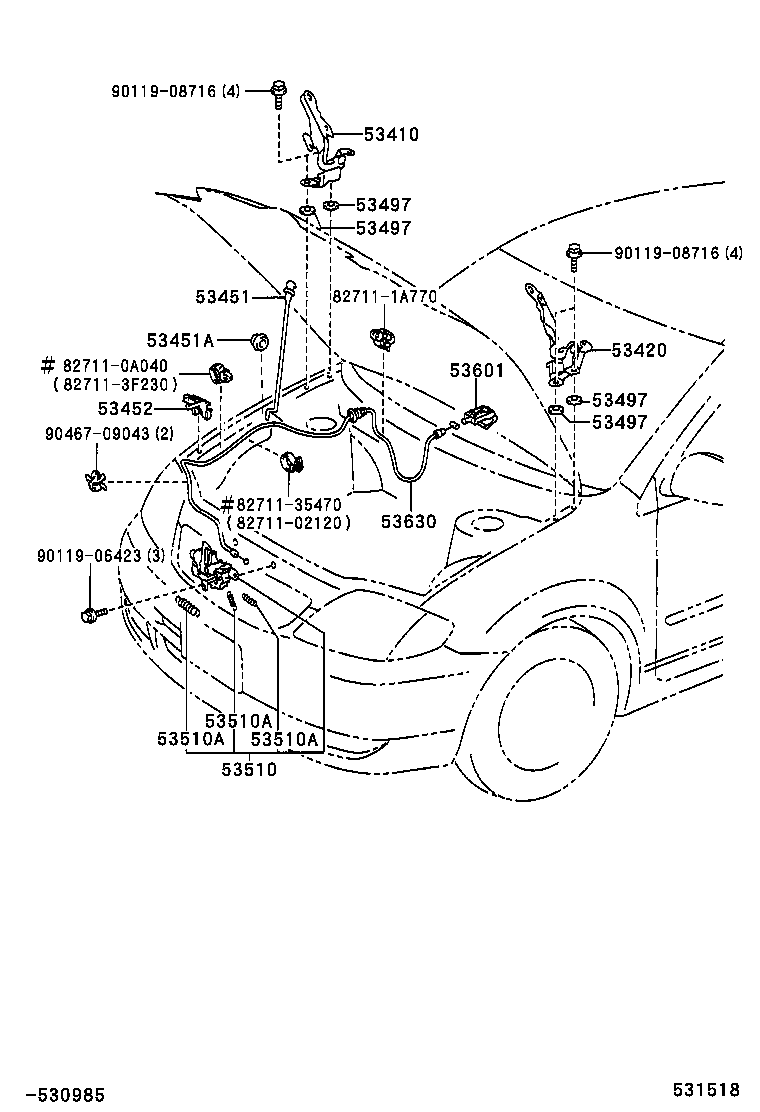 53440-02040 ROD, HOOD SUPPORT product image