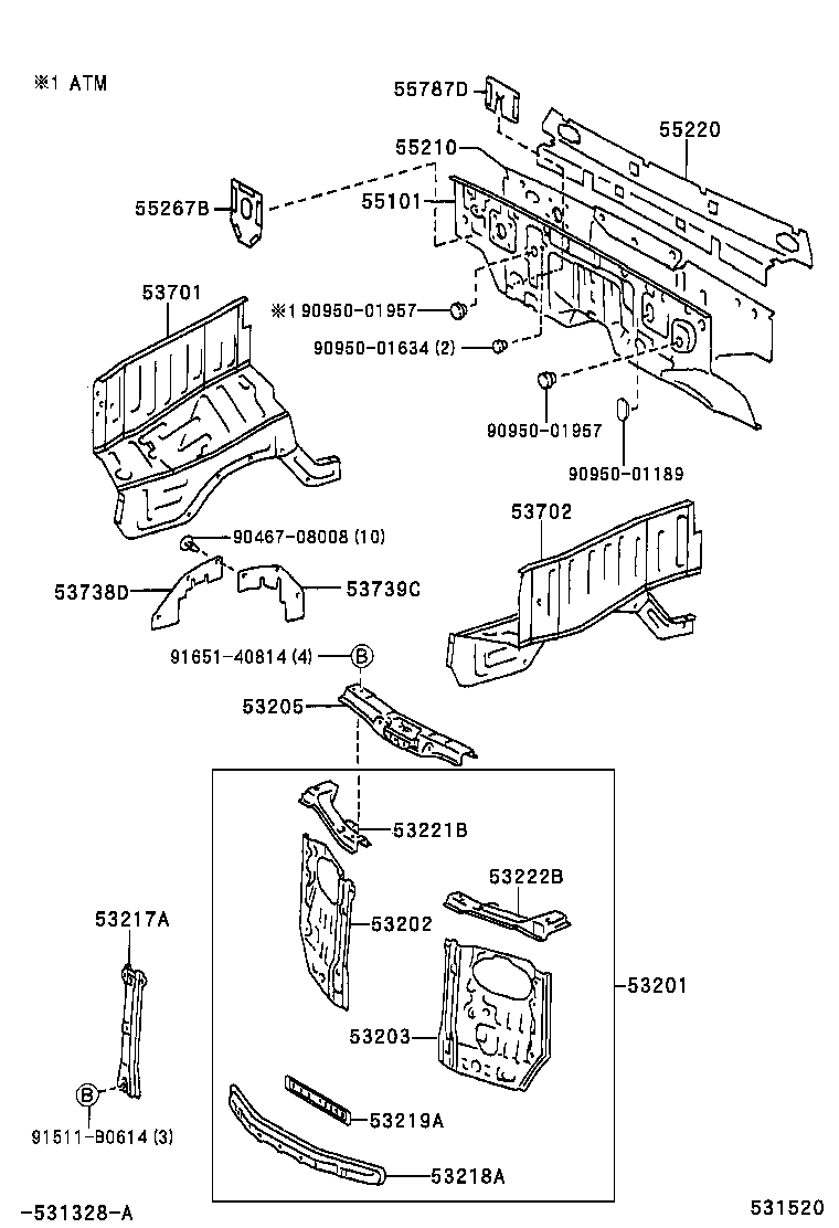 53701-0B030 APRON SUB-ASSY, FRONT FENDER, RH product image