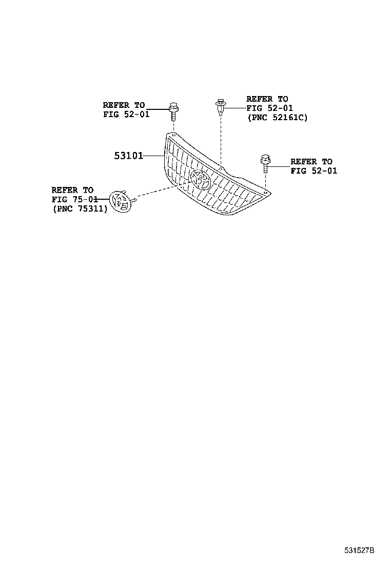 Toyota 53111-06230 GRILLE SUB-ASSY, RADIATOR