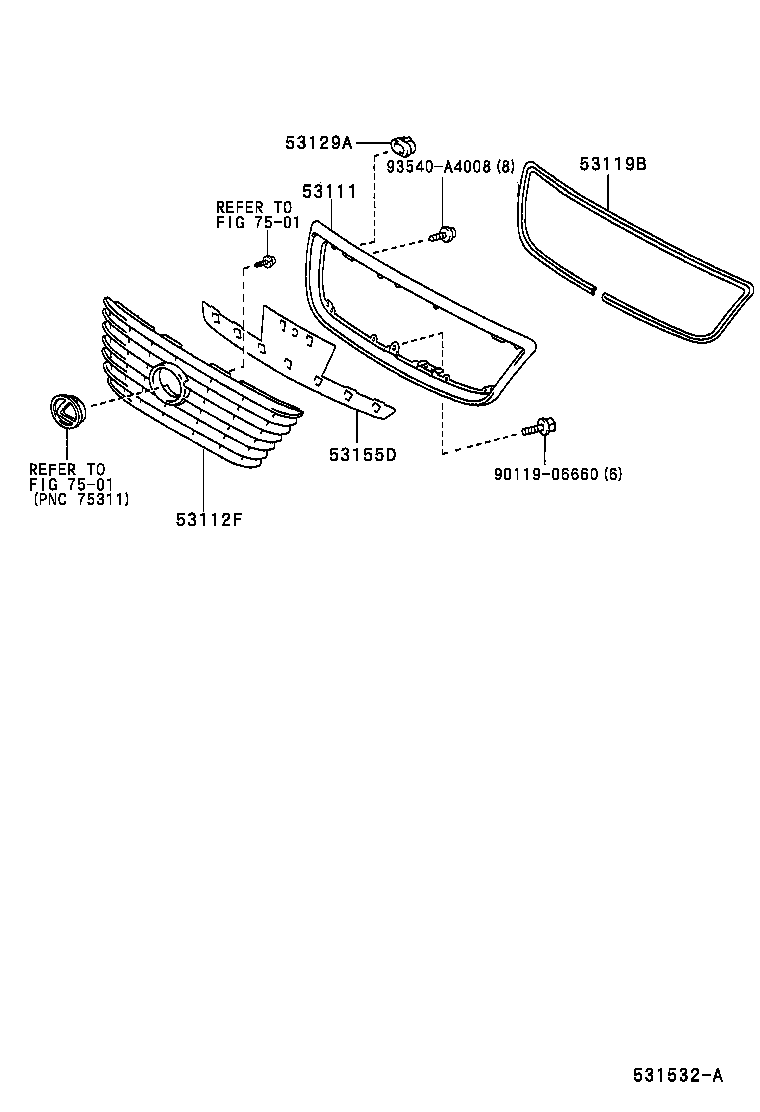 53155-50060 SEAL, RADIATOR GRILLE, NO.1 product image