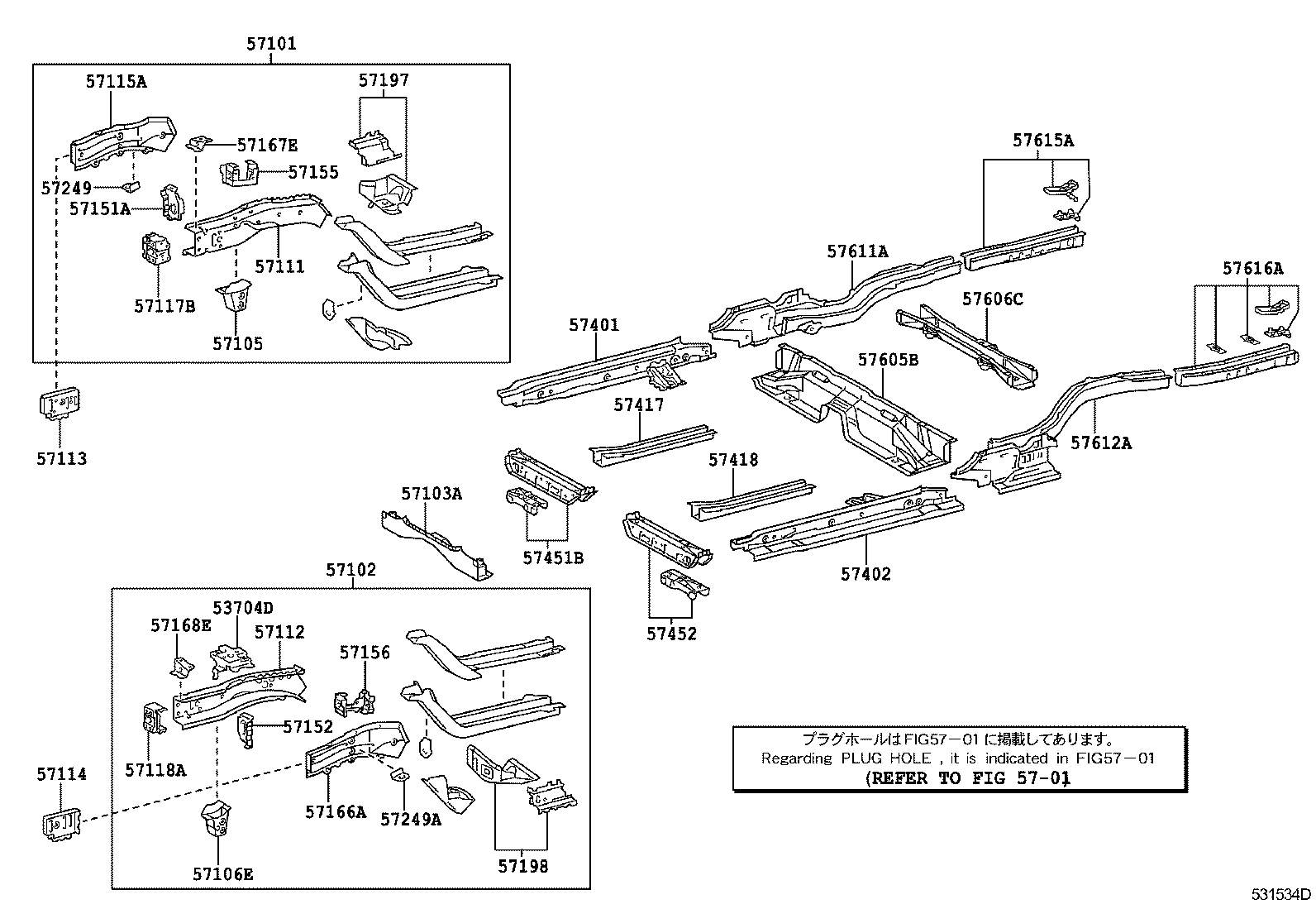 Toyota 57616-06905 MEMBER, REAR FLOOR SIDE, REAR LH
