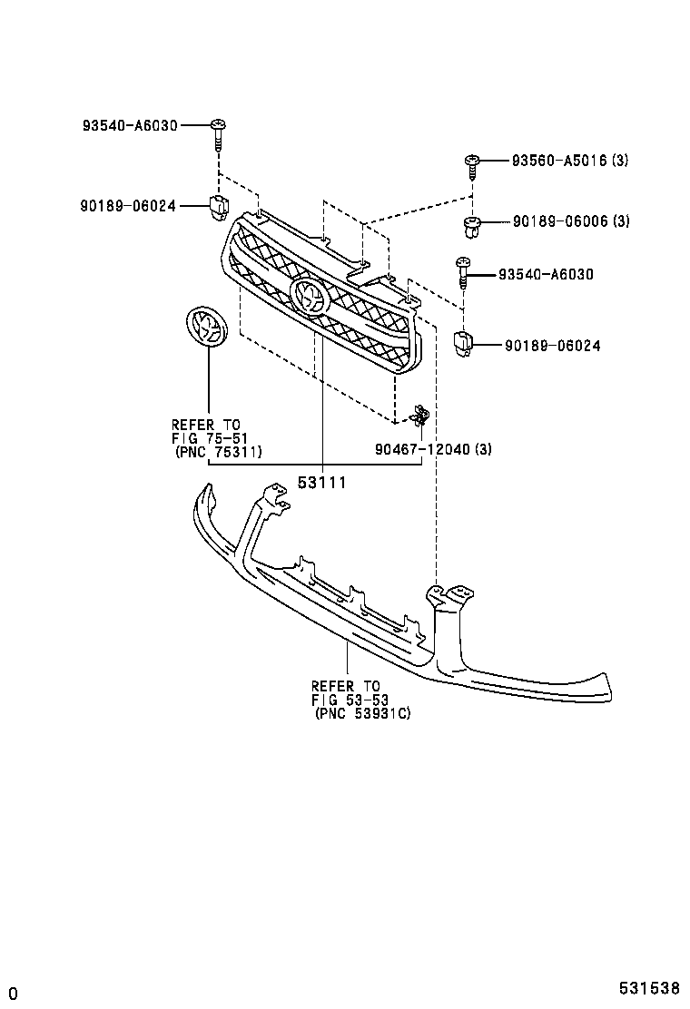 53101-42130 GRILLE, RADIATOR product image