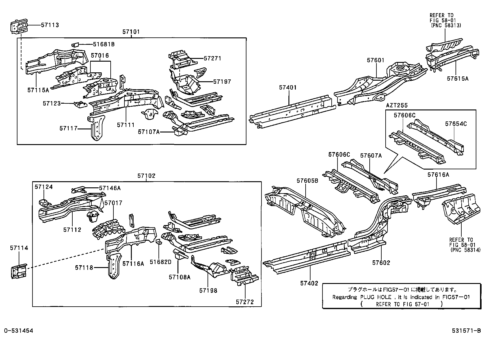 57654-05010 MEMBER, REAR FLOOR CROSS, NO.3 product image