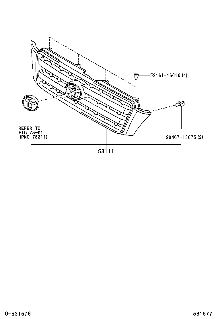 53101-48060-F0 GRILLE, RADIATOR product image