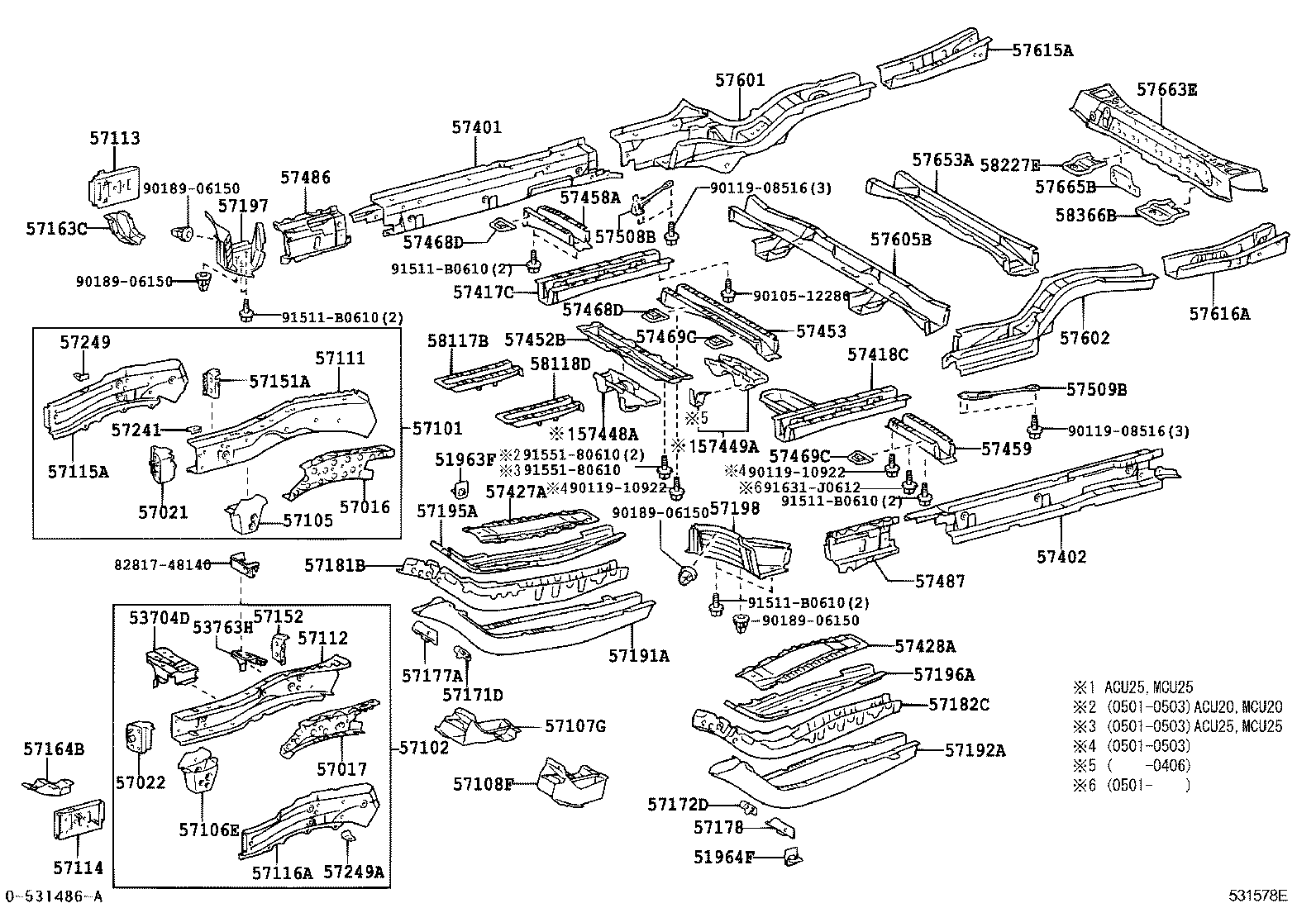 57022-48010 BRACKET SUB-ASSY, BODY MOUNTING, NO.1 LH product image