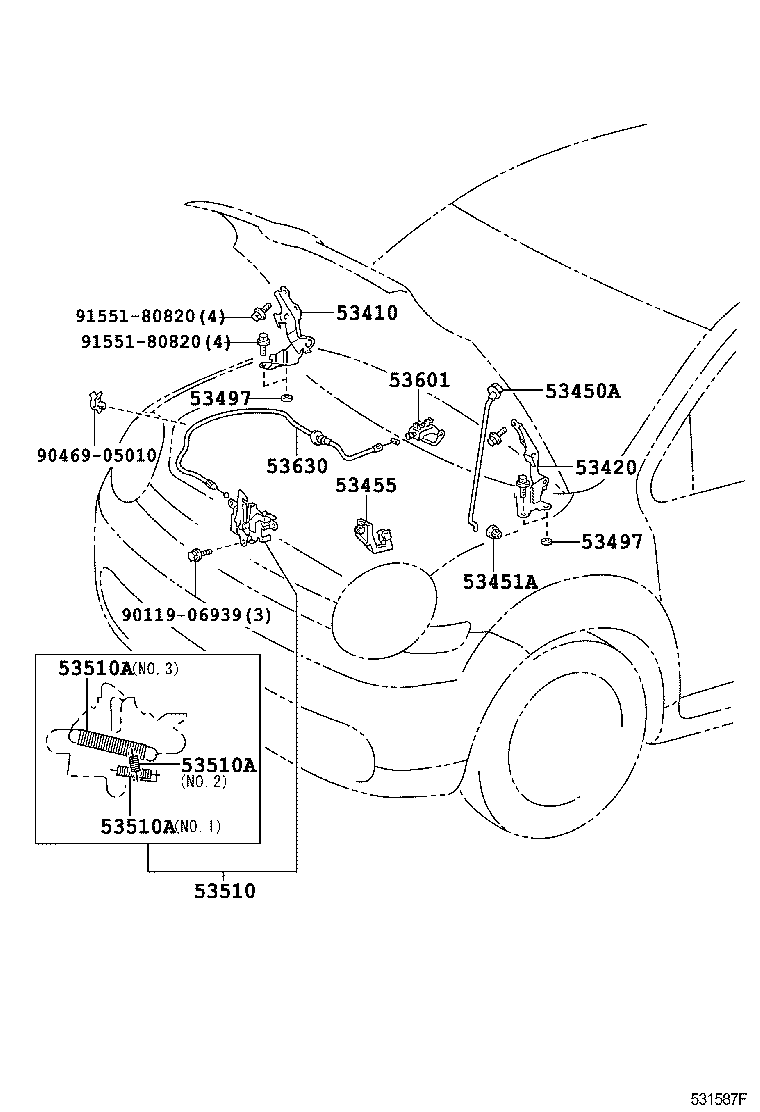 53630-52080 CABLE ASSY, HOOD LOCK CONTROL product image