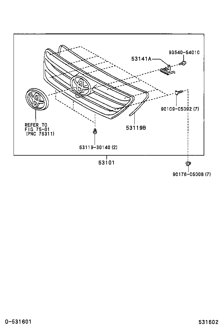 53149-44020 PROTECTOR, RADIATOR GRILLE, NO.2 product image