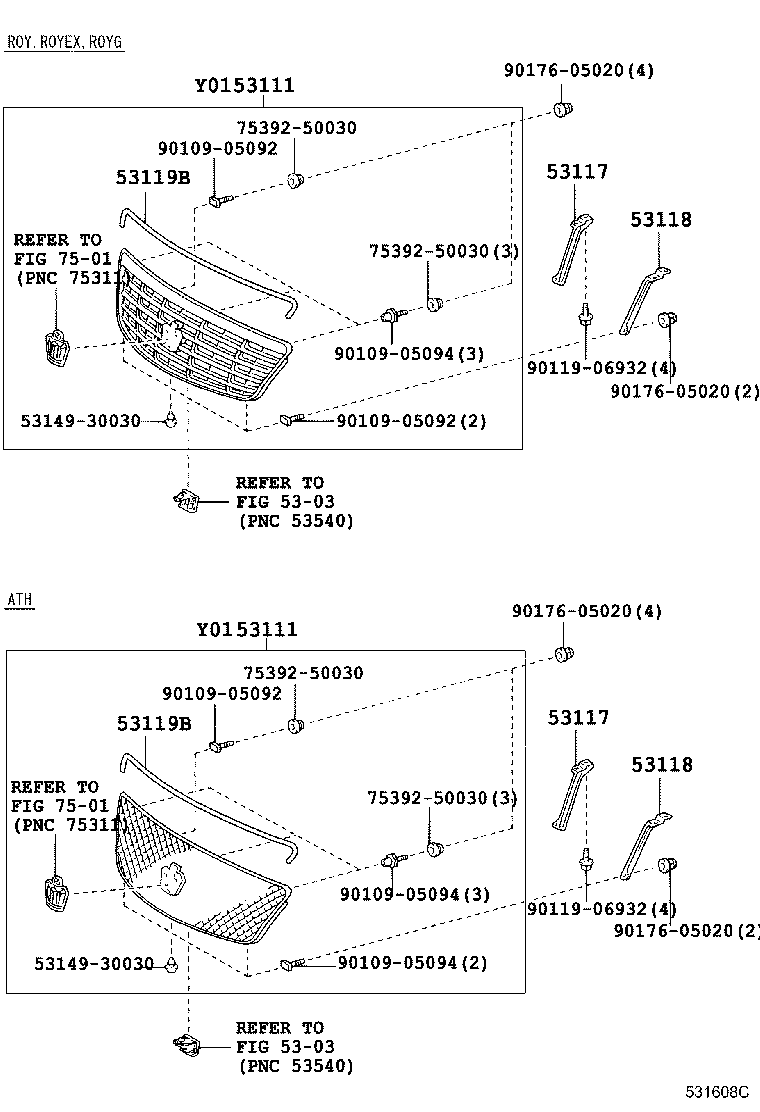 53100-30190 GRILLE, RADIATOR product image