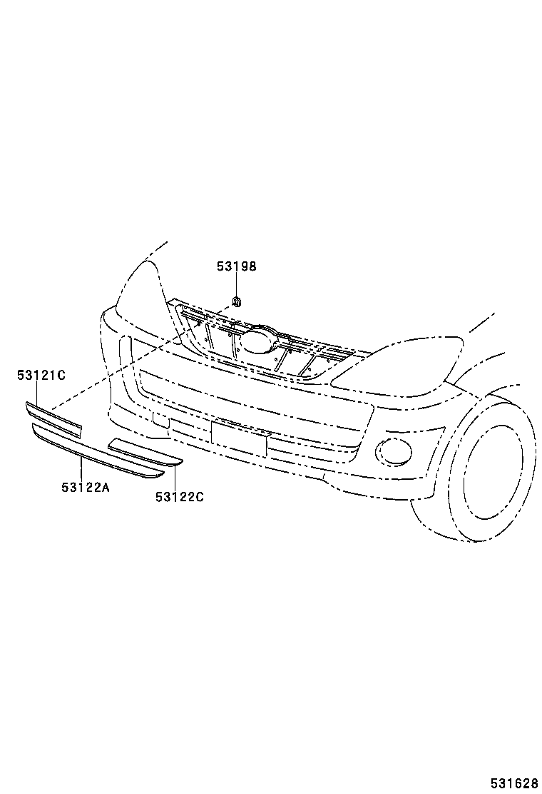 53124-BZ010 MOULDING, RADIATOR GRILLE, LOWER LH product image