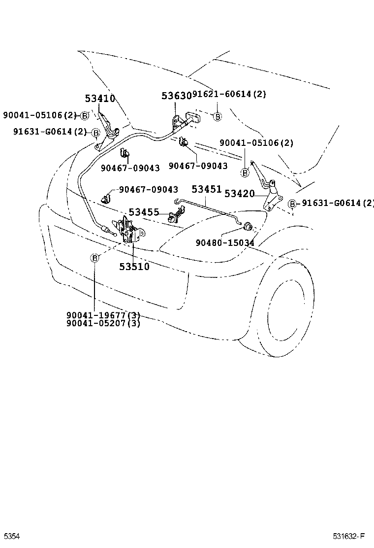 Toyota 90044-64193 CLAMP(FOR HOOD LOCK CONTROL CABLE)