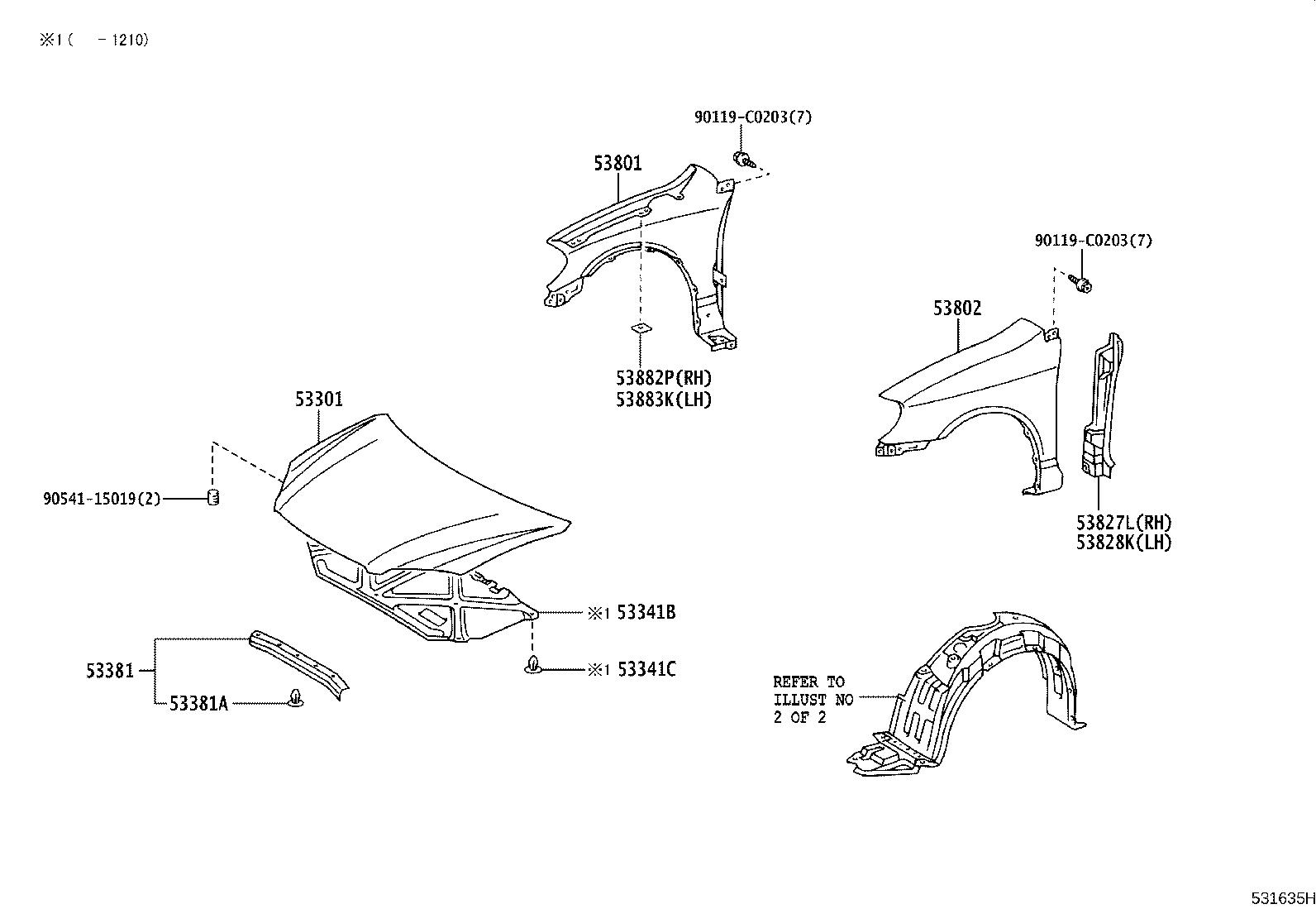 53381-02100 SEAL, HOOD TO RADIATOR SUPPORT product image