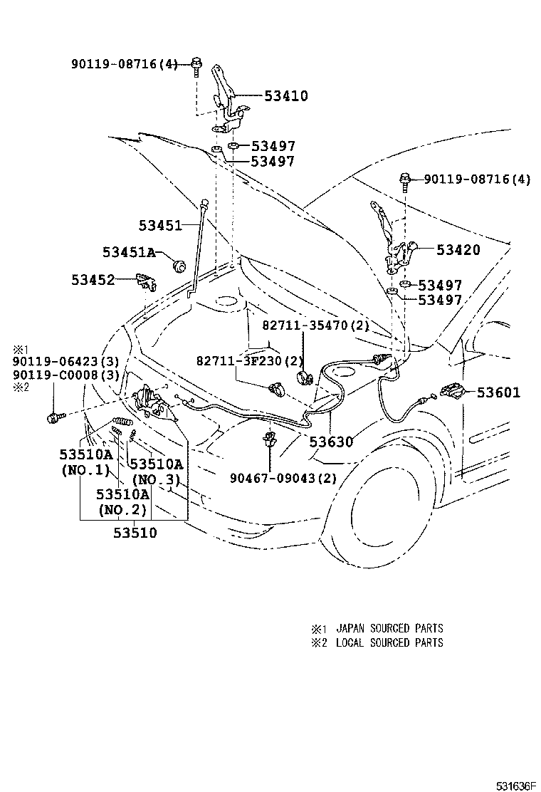 53510-02450 LOCK ASSY, HOOD product image