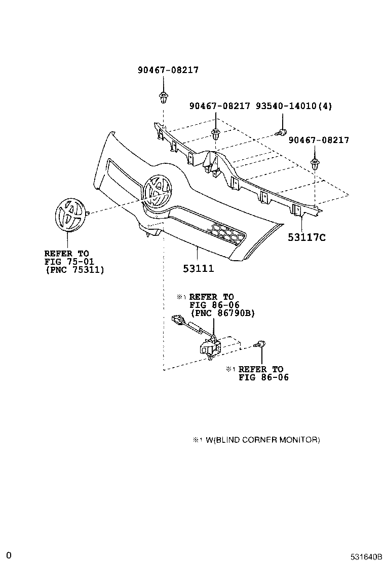 53111-0F030 GRILLE, RADIATOR product image