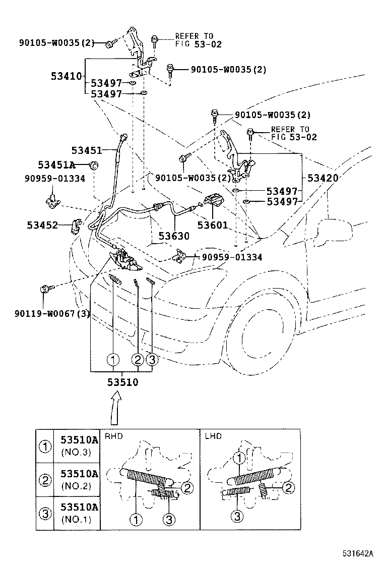 53630-0F010 CABLE ASSY, HOOD LOCK CONTROL product image