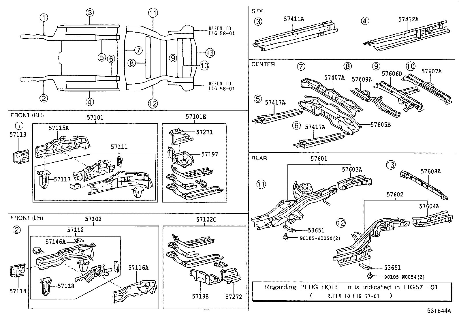 57028-0F010 MEMBER SUB-ASSY, FRONT SIDE, INNER LH product image