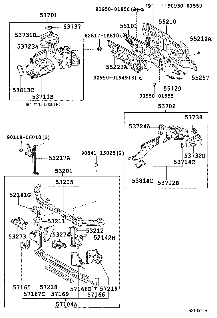 53208-13080 BRACE, HOOD LOCK SUPPORT product image