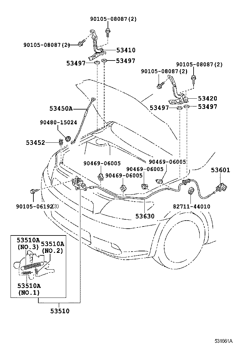 Toyota 53420-21070 HINGE ASSY, HOOD, LH