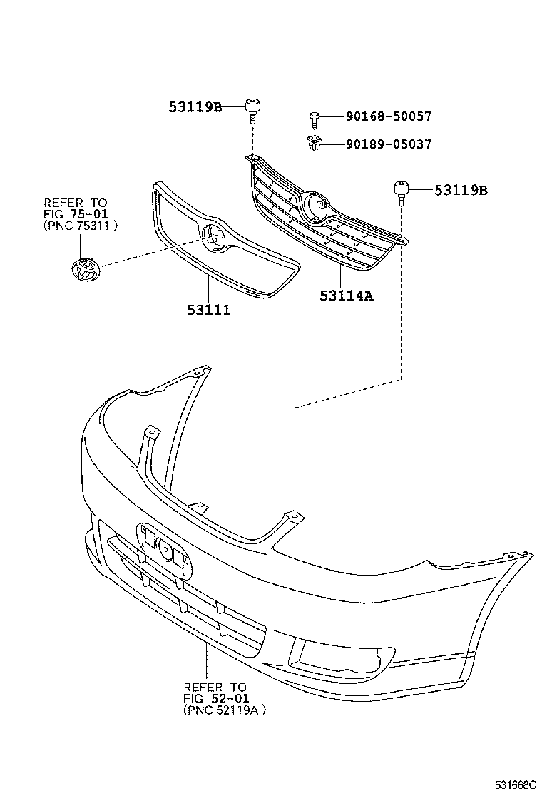 53111-12A70 GRILLE, RADIATOR product image