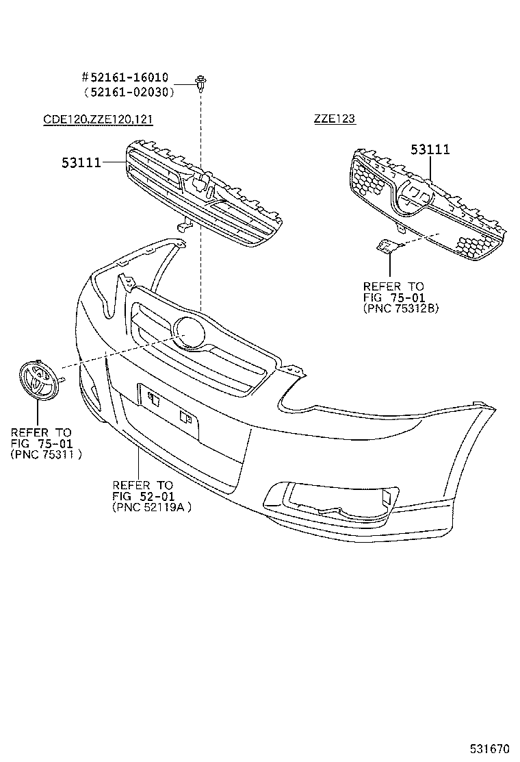 53111-02340 GRILLE, RADIATOR product image