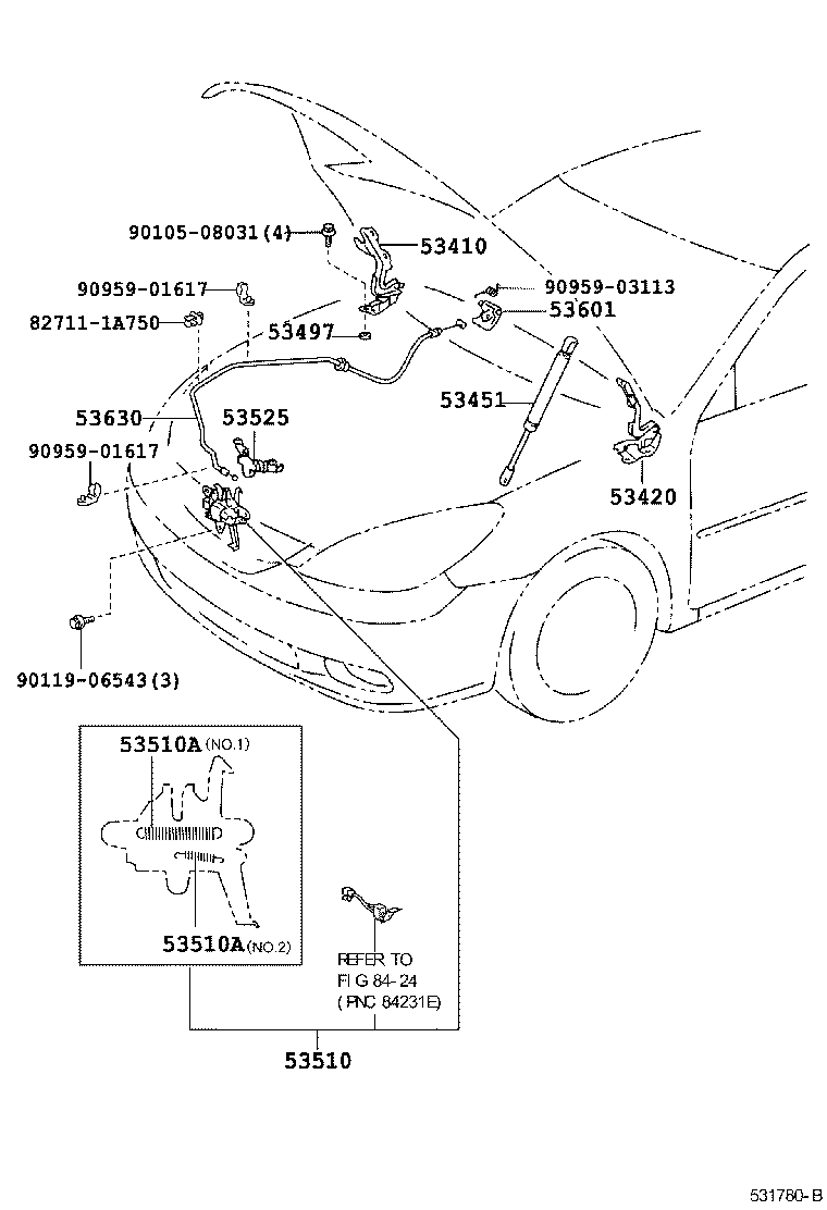 53510-33231 LOCK ASSY, HOOD product image