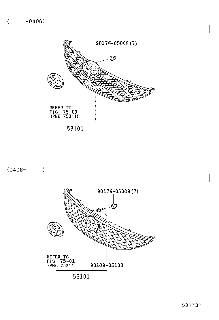53101-33100 GRILLE SUB-ASSY, RADIATOR product image