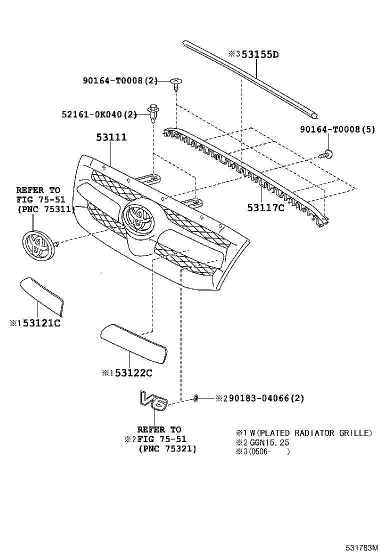 Toyota 53111-0K050 GRILLE, RADIATOR