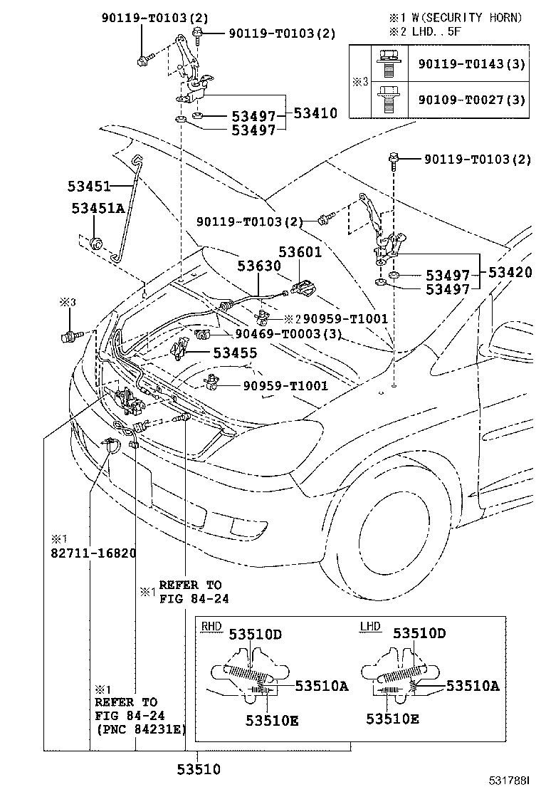 53451-0K020 ROD, HOOD SUPPORT product image
