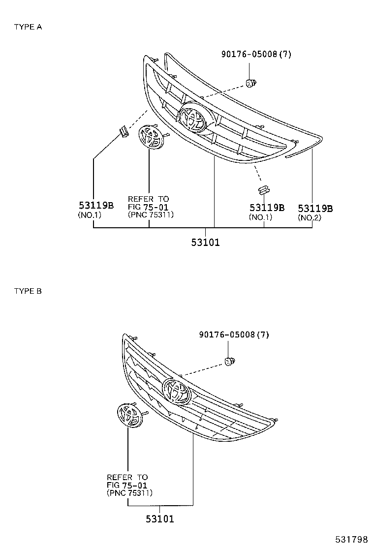 53119-YC030 PROTECTOR, RADIATOR GRILLE product image