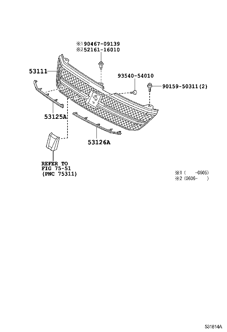 53111-28400 GRILLE, RADIATOR product image
