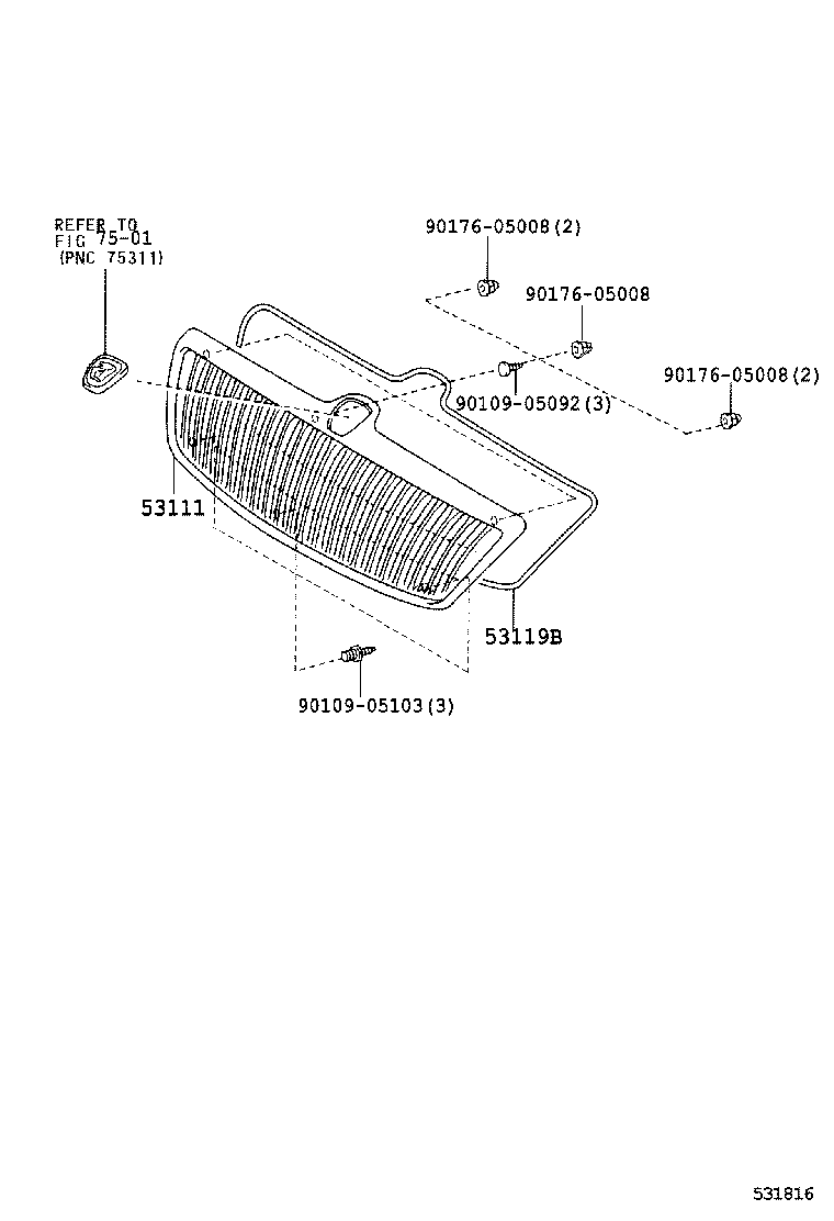 53111-51100 GRILLE, RADIATOR product image