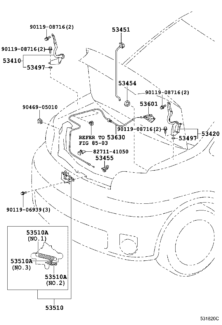 53440-52090 ROD, HOOD SUPPORT product image