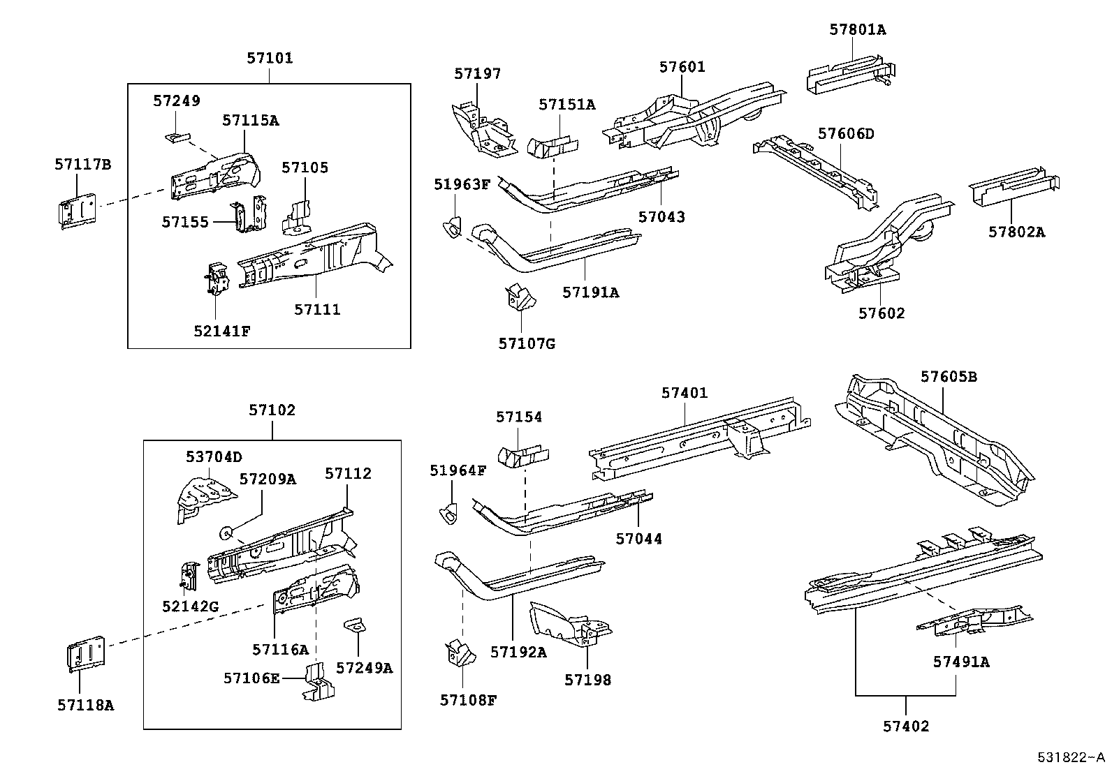 57077-52040 BOX, TORQUE, FRONT RH product image
