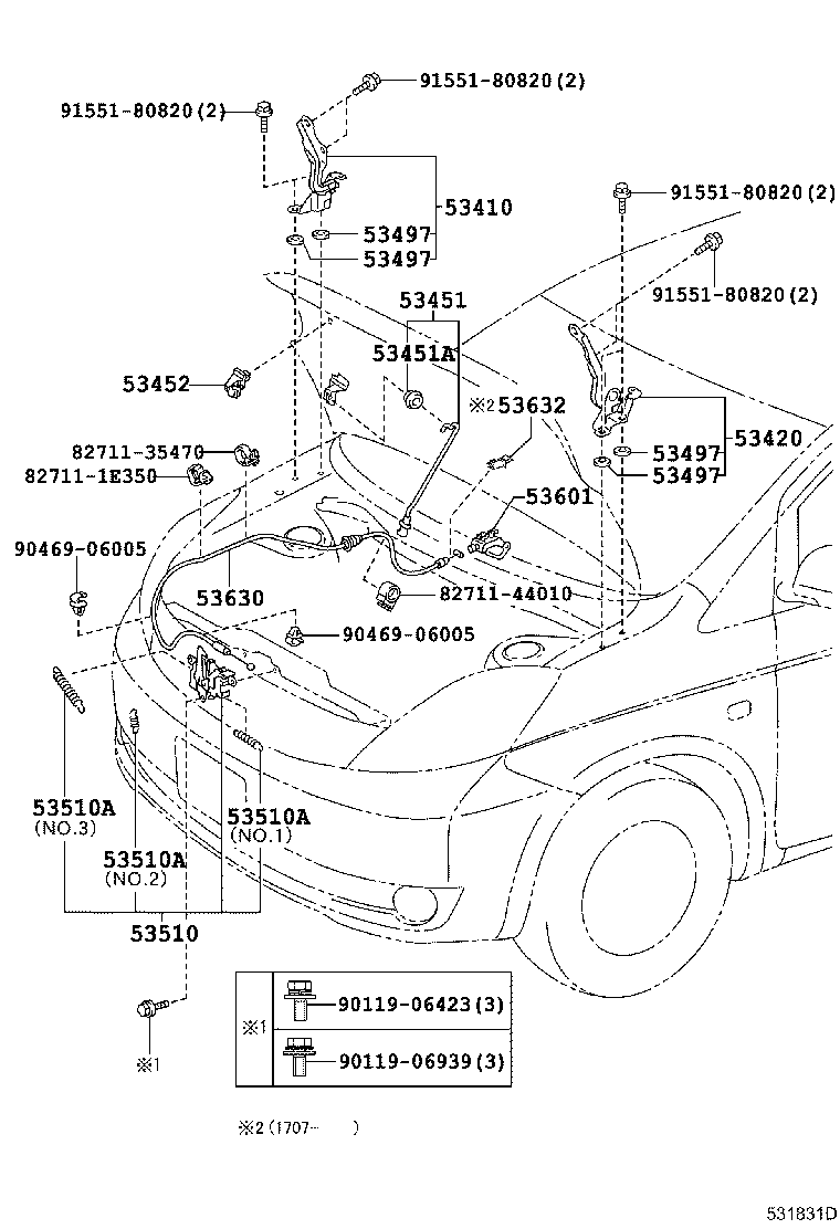 53630-44080 CABLE ASSY, HOOD LOCK CONTROL product image