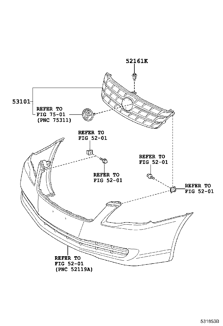 Toyota 53101-AC030-B0 GRILLE SUB-ASSY, RADIATOR