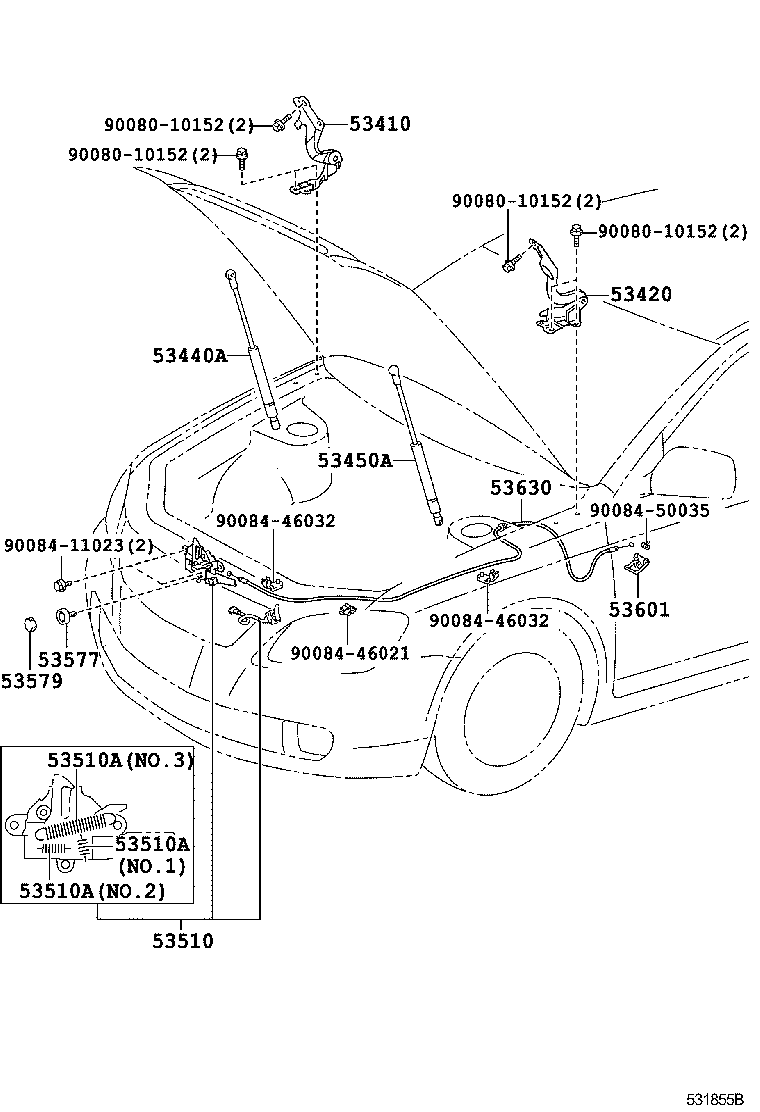 53440-AC030 SUPPORT ASSY, HOOD, RH product image