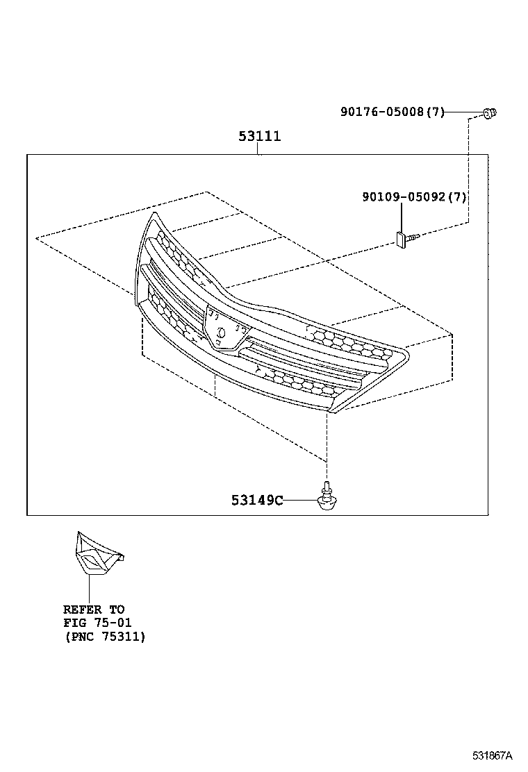 53111-20A20 GRILLE, RADIATOR product image