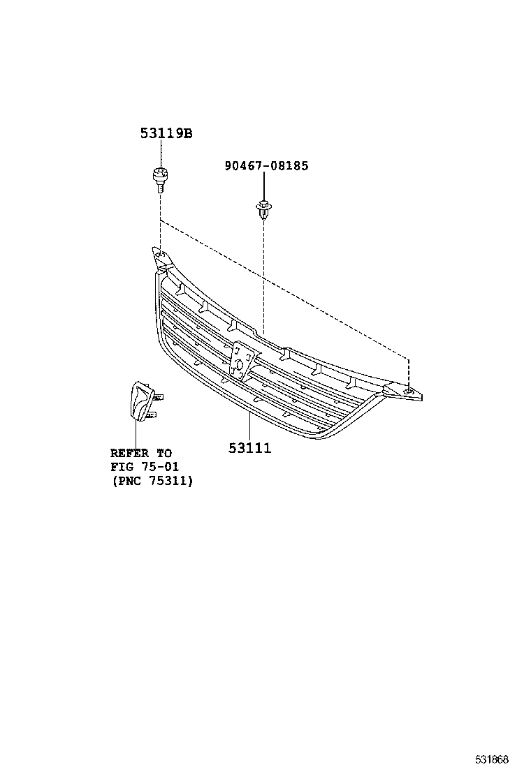 53111-20A20 GRILLE, RADIATOR product image