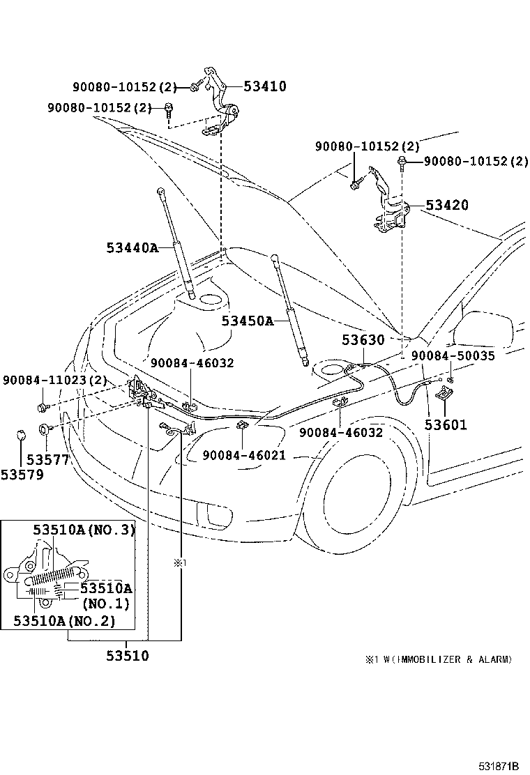 Toyota 53410-AC030 HINGE ASSY, HOOD, RH
