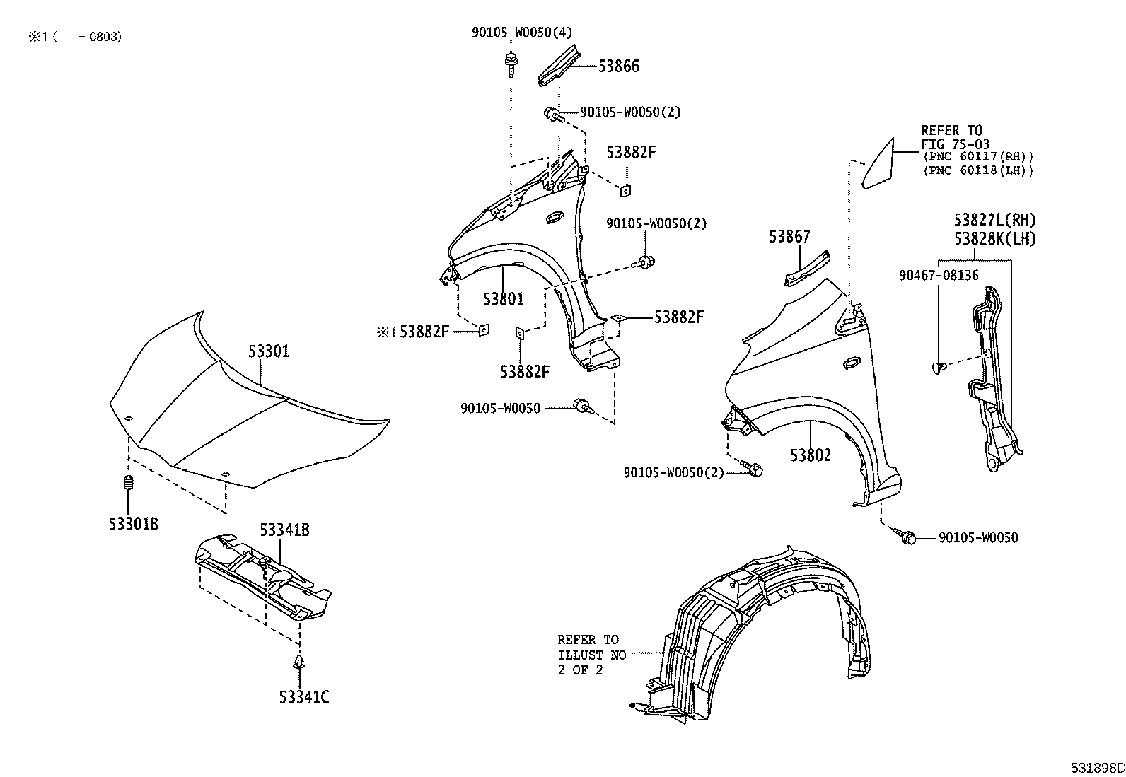 53828-0H010 PROTECTOR, FRONT FENDER SIDE PANEL, LH product image